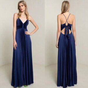 A.L.C. Aries Satin Pleated Dress In Riviera